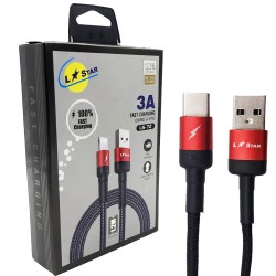 Плетен кабел TC-1 USB към Type-C Червен (HUA,XIA,SAMS,Realme,Oppo,TCL)
