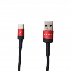 Плетен кабел TC-1 USB към Type-C Червен (HUA,XIA,SAMS,Realme,Oppo,TCL)