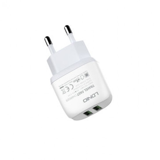 Зарядно устройство LDNIO A2219 2.4A 2 port - USB към Lightning