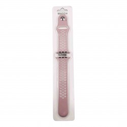 Силиконова Apple Watch каишка iWatch 42/44mm - Розово - Бели дупки