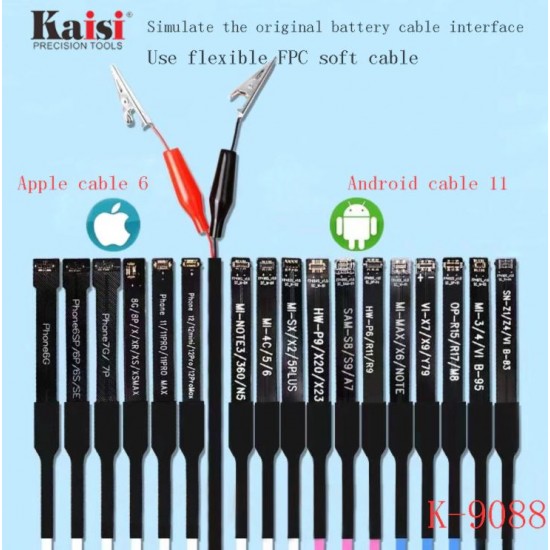 KAISI K-9088 Мобилен ремонтиращ захранващ кабел за iPhone 6-12 Pro Max Телефон с Android Бързо открива повреда на батерията