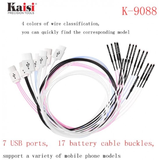 KAISI K-9088 Мобилен ремонтиращ захранващ кабел за iPhone 6-12 Pro Max Телефон с Android Бързо открива повреда на батерията