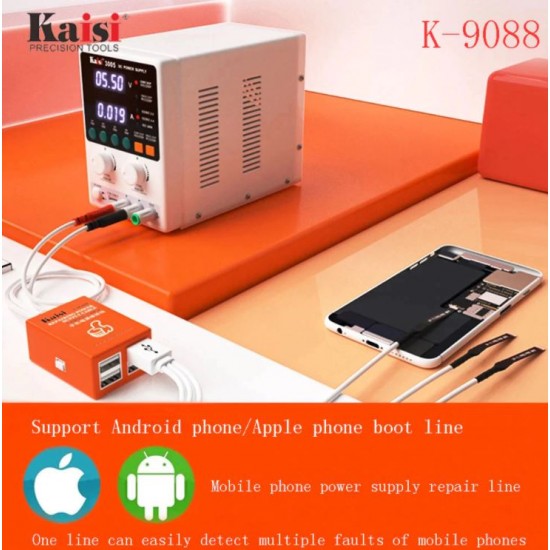 KAISI K-9088 Мобилен ремонтиращ захранващ кабел за iPhone 6-12 Pro Max Телефон с Android Бързо открива повреда на батерията