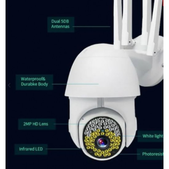 Q79 1080P HD ( APP:V380PRO ) куполна камера IP камера PTZ камера WiFi сигурност Водоустойчива IR нощ 79 Светлини Външна камера за наблюдение