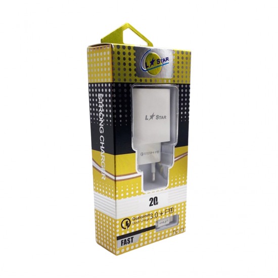 PD20W L✮Star 2в1 TC-11 FAST 2изх. USB-C+QC3.0 Type-C към Type-C