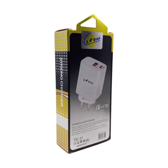 PD20W L✮Star 2в1 TC-11 FAST 2изх. USB-C+QC3.0 Type-C към Type-C