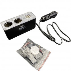 Разклонител за запалка WF-027 с 2 гнезда и 2 USB 1000mah изход 12V/24V