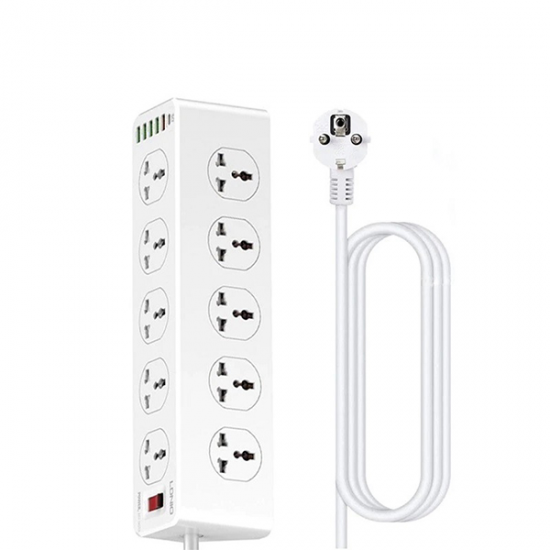 SC10610 30W 6-портово USB зарядно удължително захранващо устройство с 10*изхода / 5 *USB / 1 * PD USB-C