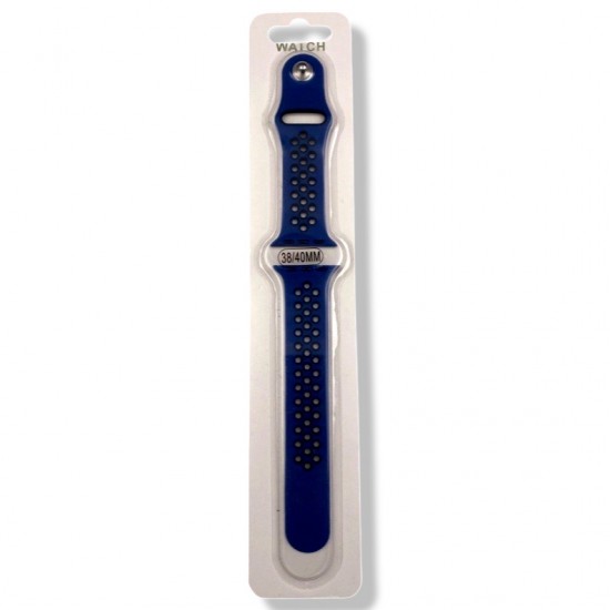Силиконова Apple Watch каишка iWatch 49mm - Тъмно син  - Черни дупки