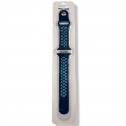 Силиконова Apple Watch каишка iWatch 38/40mm -Тъмно син - Светло сини дупки