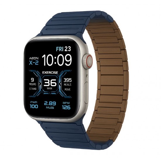 Магнитна каишка BN-10 Apple Watch  iWatch 38/40/41/42mm - Син/ Кафяв отвътре