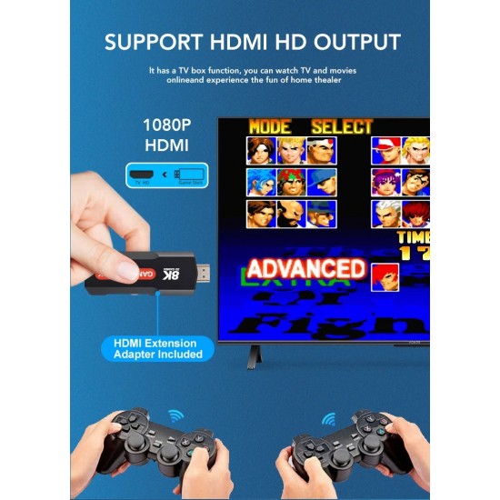 Q9 8K TV Stick с Android 11.1 – 64GB, 10 000 игри, HDMI 8K изход, гейм конзола с дистанционно и контролер