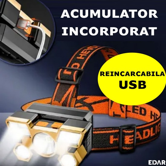 LED челник XY501 USB, 4 режима, регулируем, за риболов и работа