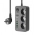 Разклонител Earldom ES-SC14 – 3 контакта, 4×USB-A, 2×USB-C, 3000W, 16A, кабел 2 м