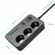 Разклонител Earldom ES-SC14 – 3 контакта, 4×USB-A, 2×USB-C, 3000W, 16A, кабел 2 м