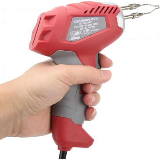 MT-SG180P Поялник пистолет 180W 200°C с LED | Комплект за запояване | Бързо загряване | EU щепсел 220-240V