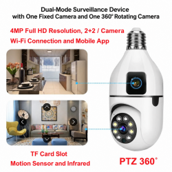 SQ002-W-L IP 2MP / - (APP:V380 PRO ) IP Камера с Двоен обектив за видеонаблюдение тип крушка