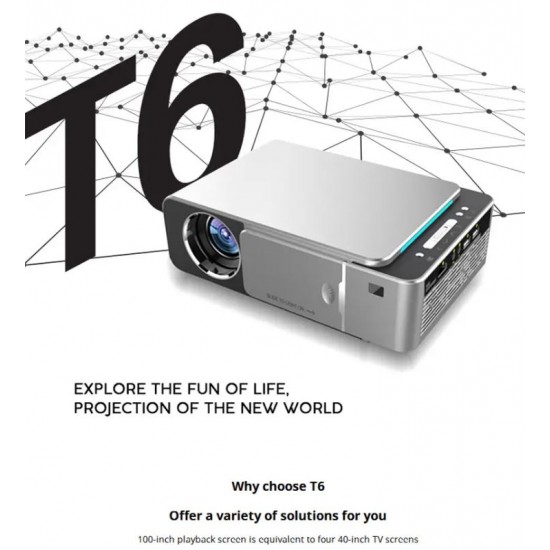 T6 Проектор за домашно кино 1080P WiFi безжичен проектор Видео проектор За телевизор USB устройство Media Play