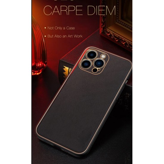 Кожен кейс със силикон отстрани+кам. TP-35 iPhone 12     - Лилав
