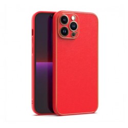 Кожен кейс със силикон отстрани+кам. TP-35 iPhone 15 Plus - Червен