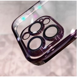 Безцветен LUX силиконов гръб+камера TP29 iPhone 15 Plus - Лилав