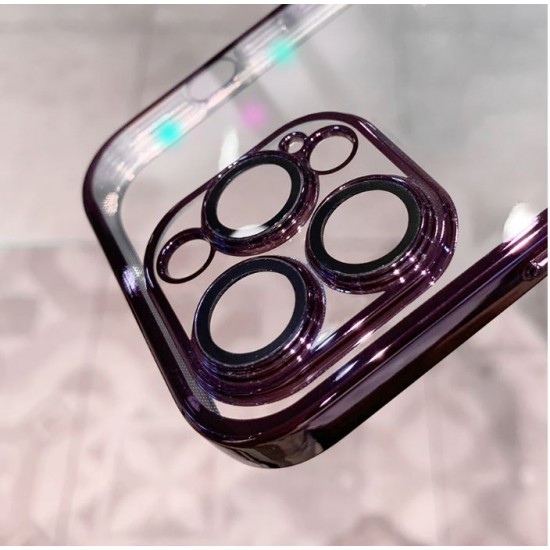 Безцветен LUX силиконов гръб+камера TP29 iPhone 13 Pro - Черен