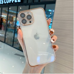 Безцветен LUX силиконов гръб+камера TP29 iPhone 15 Plus - Златист