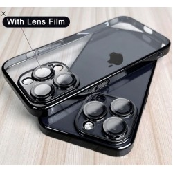 Безцветен LUX силиконов гръб+камера TP29 iPhone 15 Plus - Черен