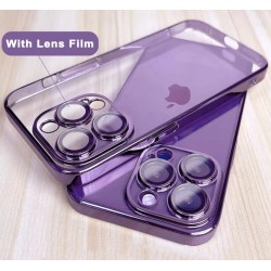 Безцветен LUX силиконов гръб+камера TP29 iPhone 15 Plus - Лилав