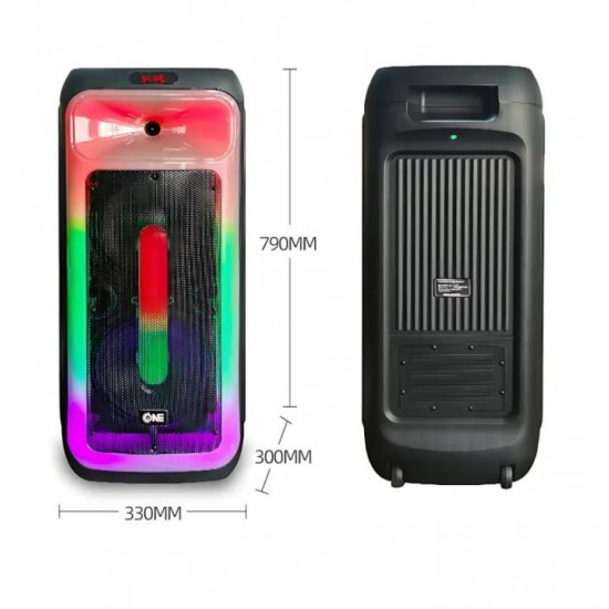 TTD-1001 60W Преносим Bluetooth високоговорител 2x10' LED подсветка, микрофон и TWS 