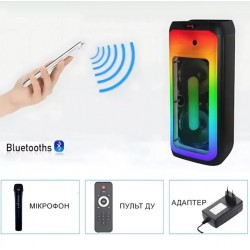 TTD-1001 60W Преносим Bluetooth високоговорител 2x10' LED подсветка, микрофон и TWS 