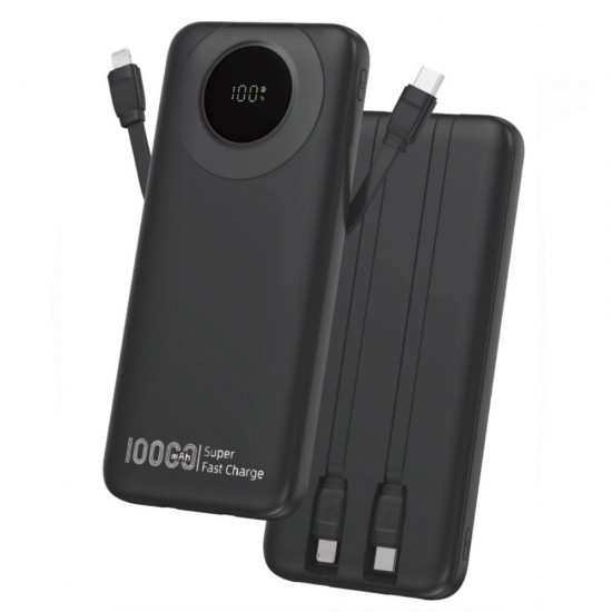 TUGII Y102 Power Bank 10,000mAh 22.5W с вградени кабели