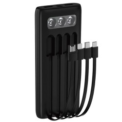 TUGII Y11 Power Bank 10,000mAh със силен LED фенер и вградени кабели