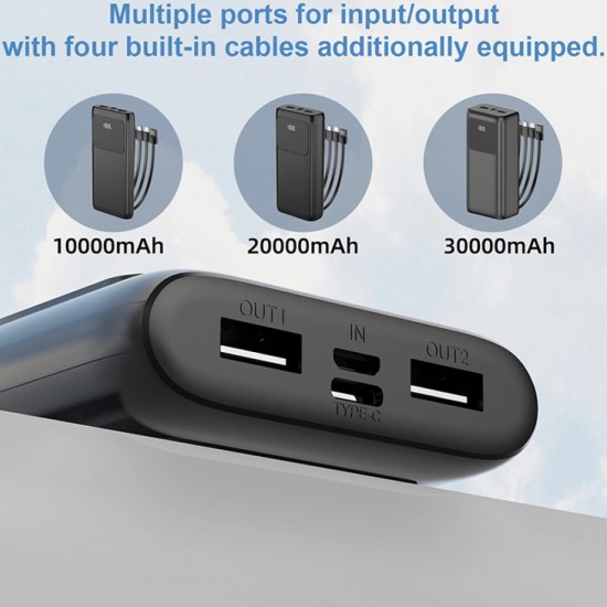 TUGII Y11 Power Bank 10,000mAh със силен LED фенер и вградени кабели