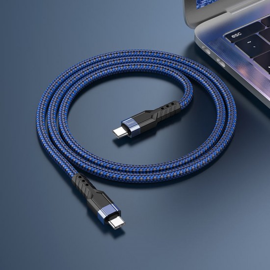 HOCO кабел U110 60W TYPE-C към TYPE-C (1.2M) - Син