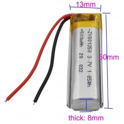 Универсална Батерия 801350 50 / 13 / 8mm 3.7v 500 mAh