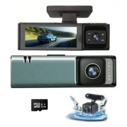 W12 Автомобилен видеорегистратор с предна и задна камера, Full HD, дисплей и loop recording