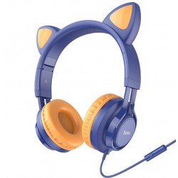 HOCO W36 Котешко ухо, с микрофон, 3,5 мм щепсел, 1,2 м кабел - Син