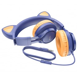 HOCO W36 Котешко ухо, с микрофон, 3,5 мм щепсел, 1,2 м кабел - Син