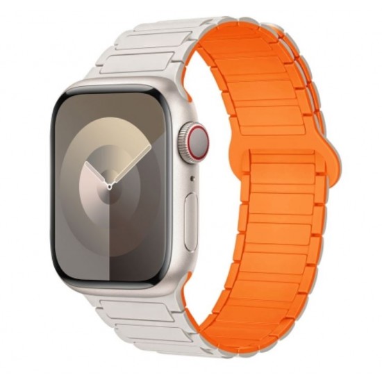 Магнитна каишка BN-10 Apple Watch  iWatch 42/44/45/49mm - Бял/Оранжев