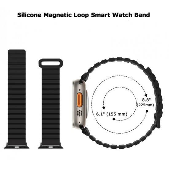 Магнитна каишка BN-10 Apple Watch  iWatch 42/44/45/49mm - Винен /Сив отвътре