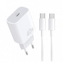 WUW T108 Зарядно USB-C PD 40W зарядно устройство с USB-C към USB-C кабел
