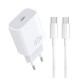 WUW T108 Зарядно USB-C PD 40W зарядно устройство с USB-C към USB-C кабел