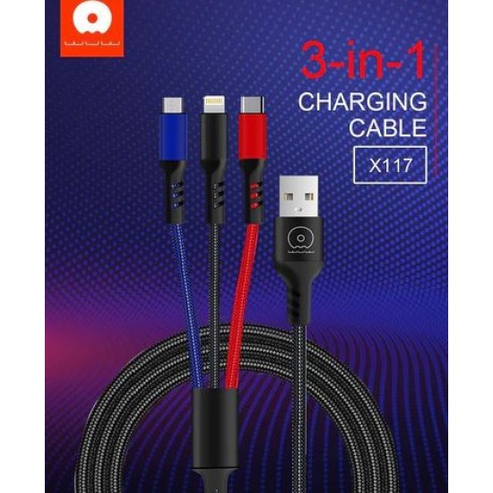 WUW 3в1 Кабел за бързо зареждане и данни WUW-X117