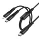 HOCO X123 Victory 2 в 1 кабел USB-C към Lightning + USB-C, 3A, 1 м – Черен