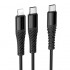 HOCO X123 Victory 2 в 1 кабел USB-C към Lightning + USB-C, 3A, 1 м – Черен