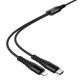 HOCO X123 Victory 2 в 1 кабел USB-C към Lightning + USB-C, 3A, 1 м – Черен