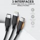 WUW X208 Кабел 3 в 1 – USB към Type-C / Lightning / Micro USB, 2.4A, 1.2м
