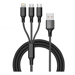 WUW X208 Кабел 3 в 1 – USB към Type-C / Lightning / Micro USB, 2.4A, 1.2м
