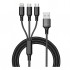 WUW X208 Кабел 3 в 1 – USB към Type-C / Lightning / Micro USB, 2.4A, 1.2м